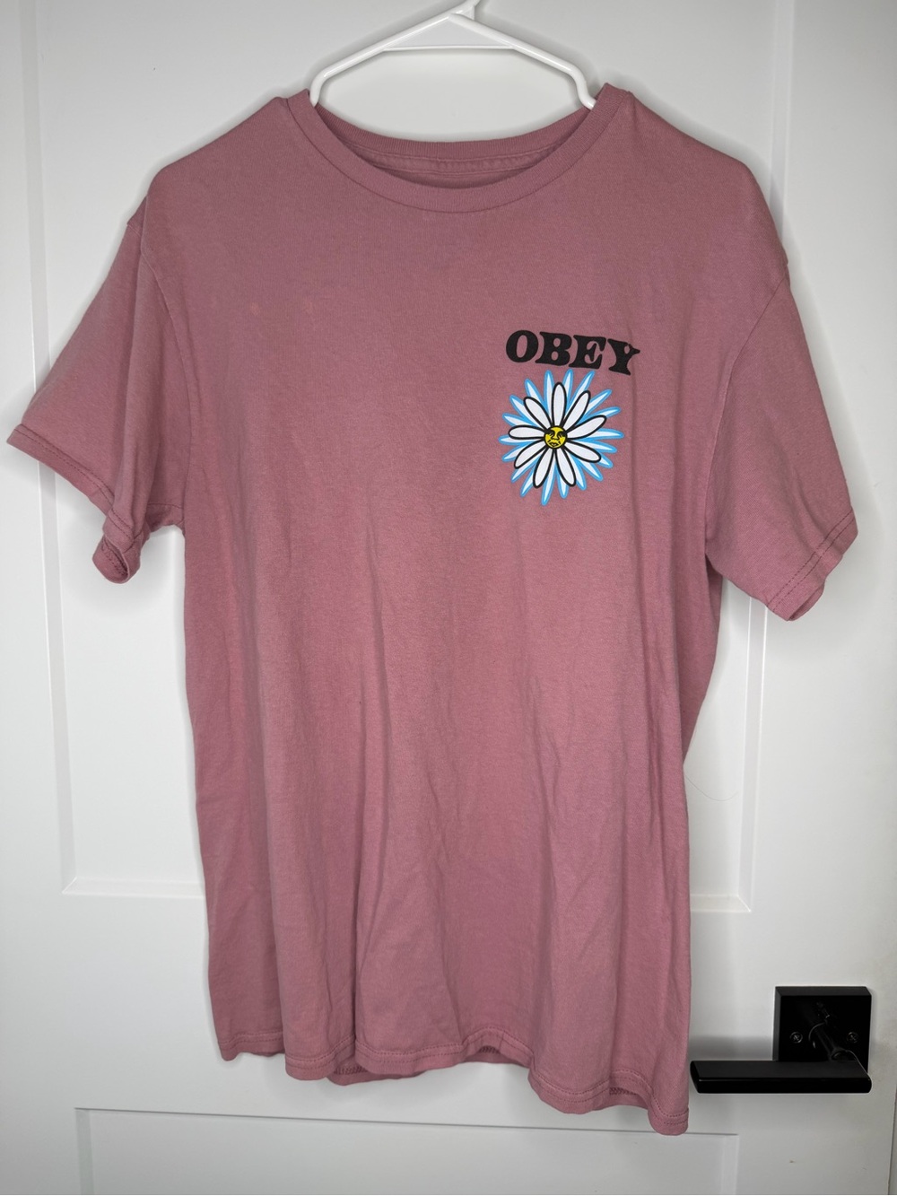 Obey Men's Dusty Rose Tee with Blue & White Daisy